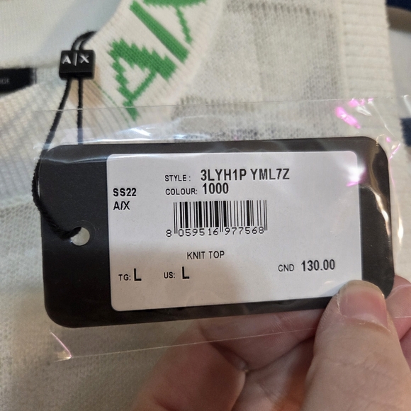 Armani Exchange Lg White Checker Sheer Knit Tank NWT - Picture 4 of 12